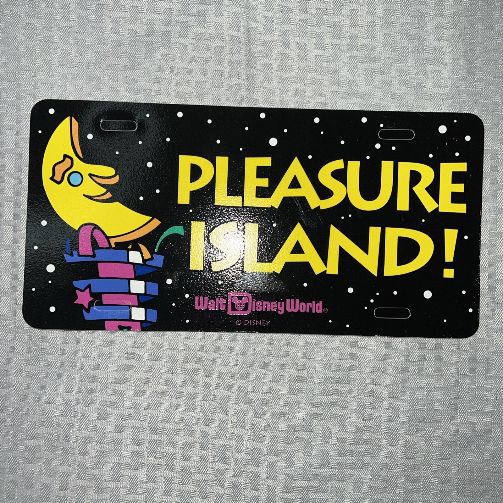 Pleasure Island Walt Disney World Vintage 90s License Plate Plastic Sign 6"x12"