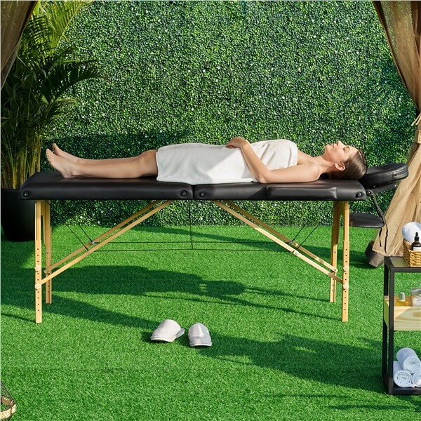 Portable Massage Table Lash Bed Tattoo Table Beauty Folding Bed Adjustable Black