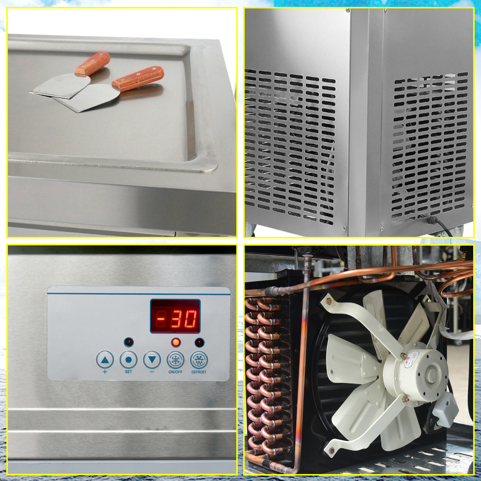 Kolice Commercial ETL 21"X21'' Single Square Pan Fry ice Cream roll Machine