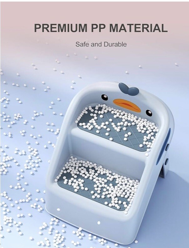 Toddler Kids Step Stool for Bathroom Sink | Foldable 2 Step Stool for Kids Blue