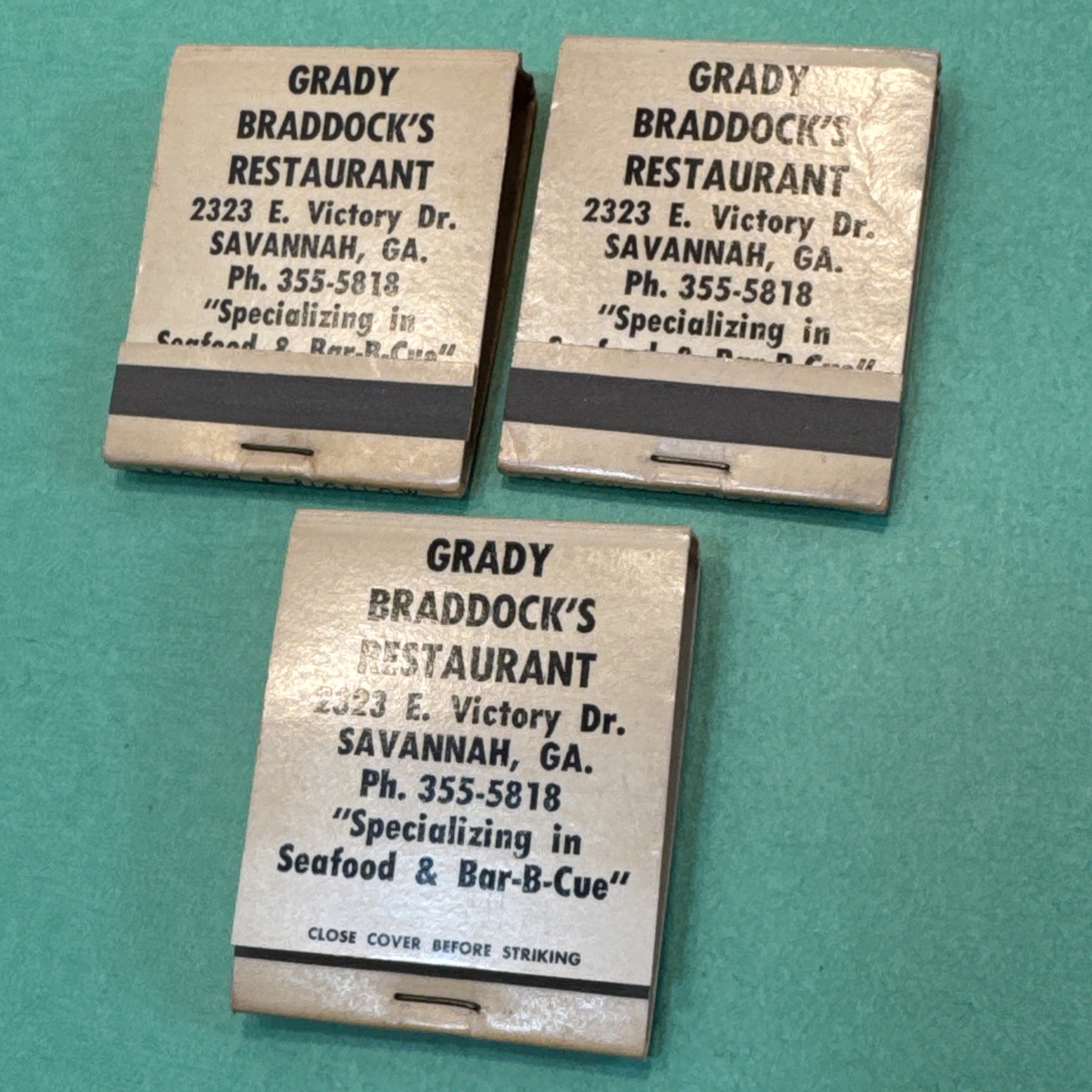 3 Grady Braddock's Savannah GA, Police Chief Felon, Elvgren Girlie Matchbooks