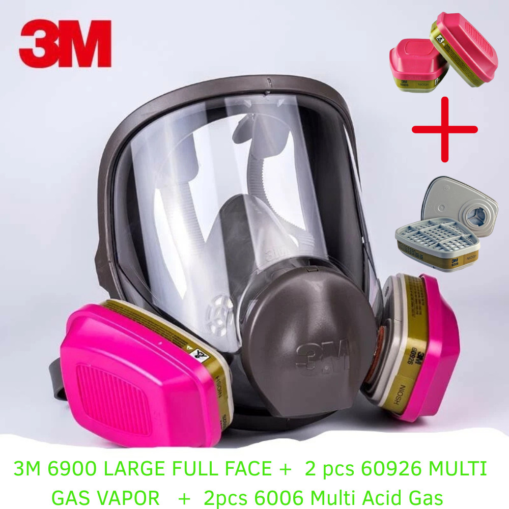 Bundle 3M 6900 LARGE FULL FACE RESPIRATOR MASK & 2 60926 GAS VAPOR+2 6006 Filter