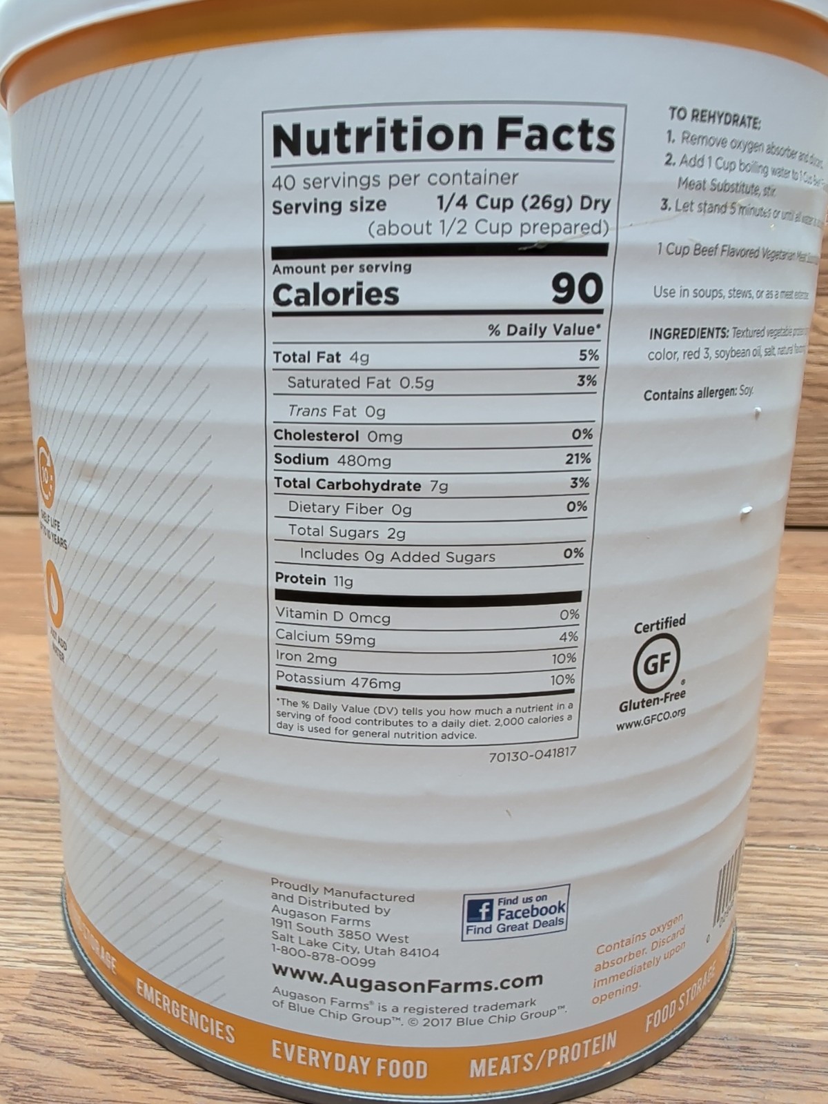 Augason Farms BEEF SUBSTITUTE Food Storage Survival Camping FAST FREE SHIP