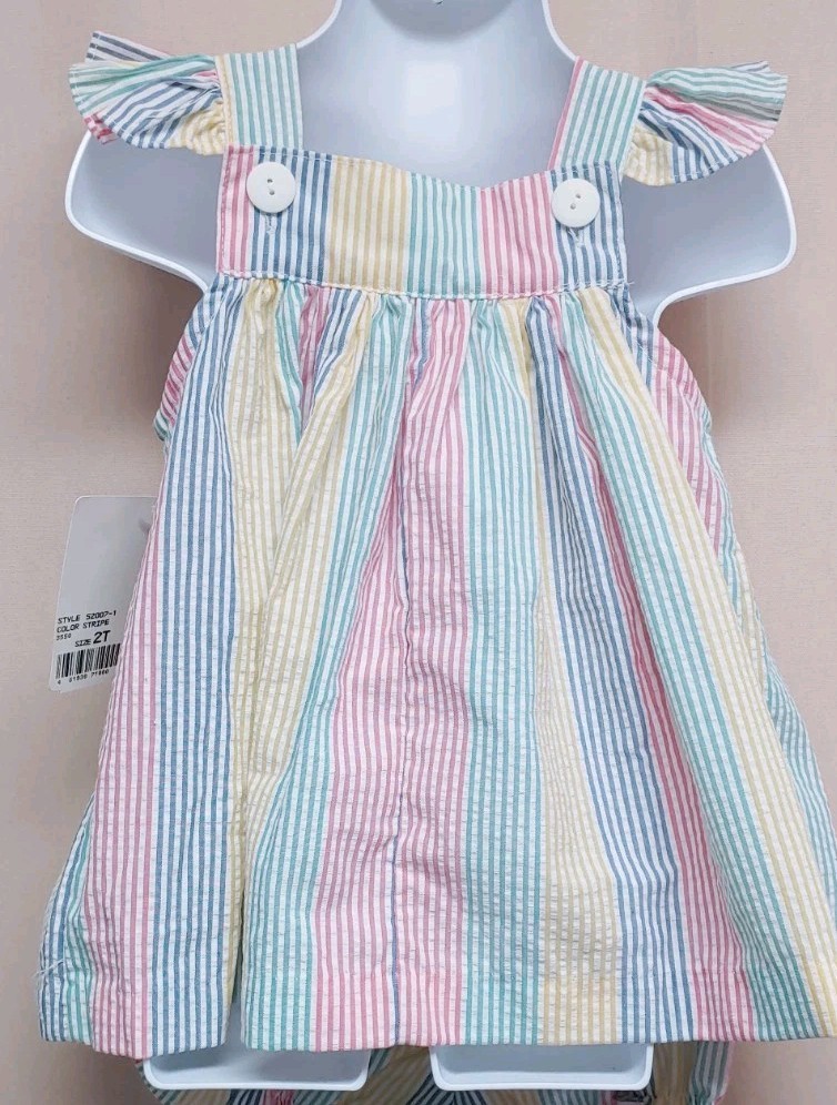 Carter's Vintage Rainbow Stripe Seersucker Short Set Jumper Size 2T