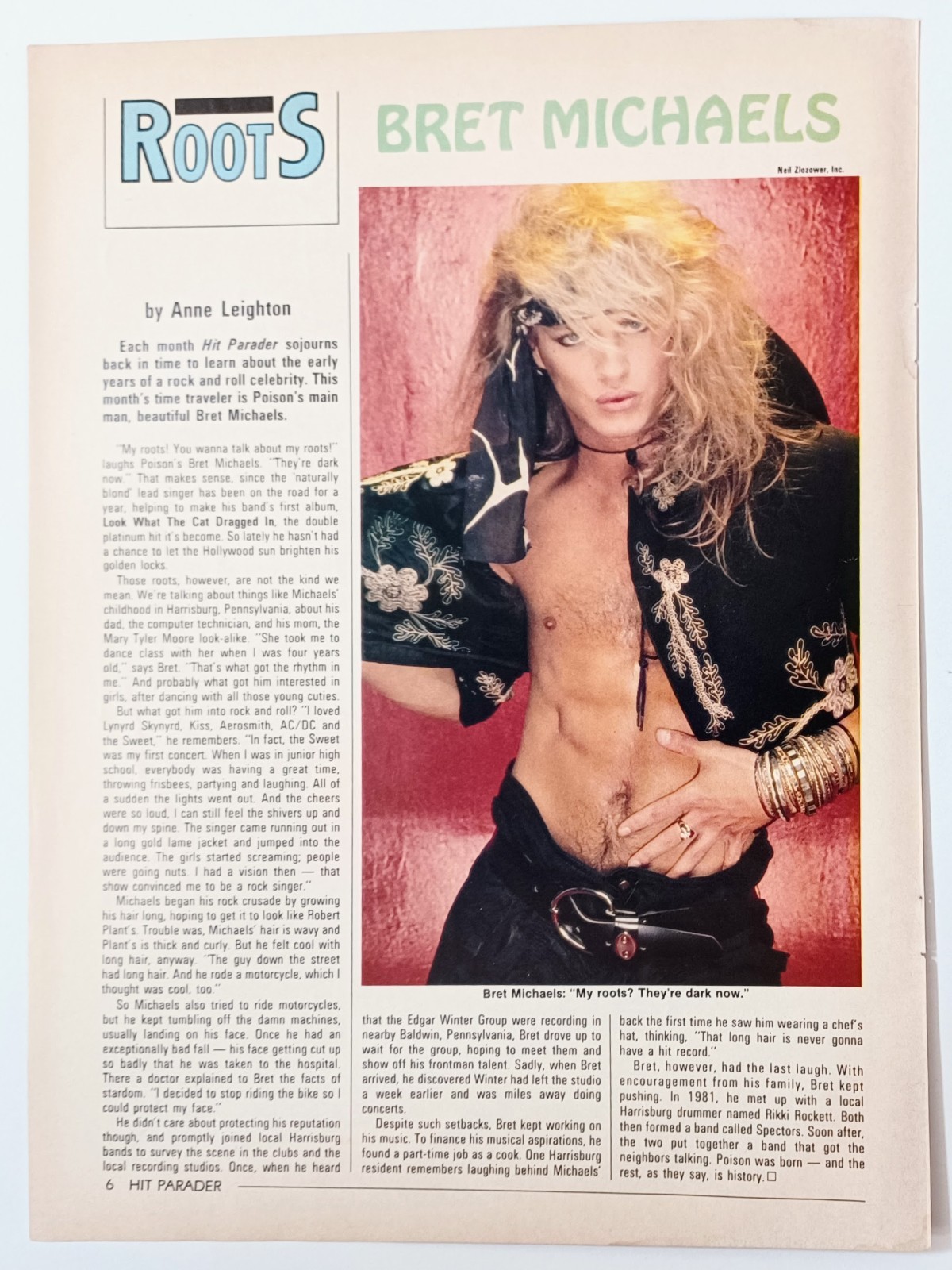 POISON~BRET MICHAELS~ORIG 1985 FULL PAGE MAGAZINE ARTICLE POSTER PINUP CLIPPING