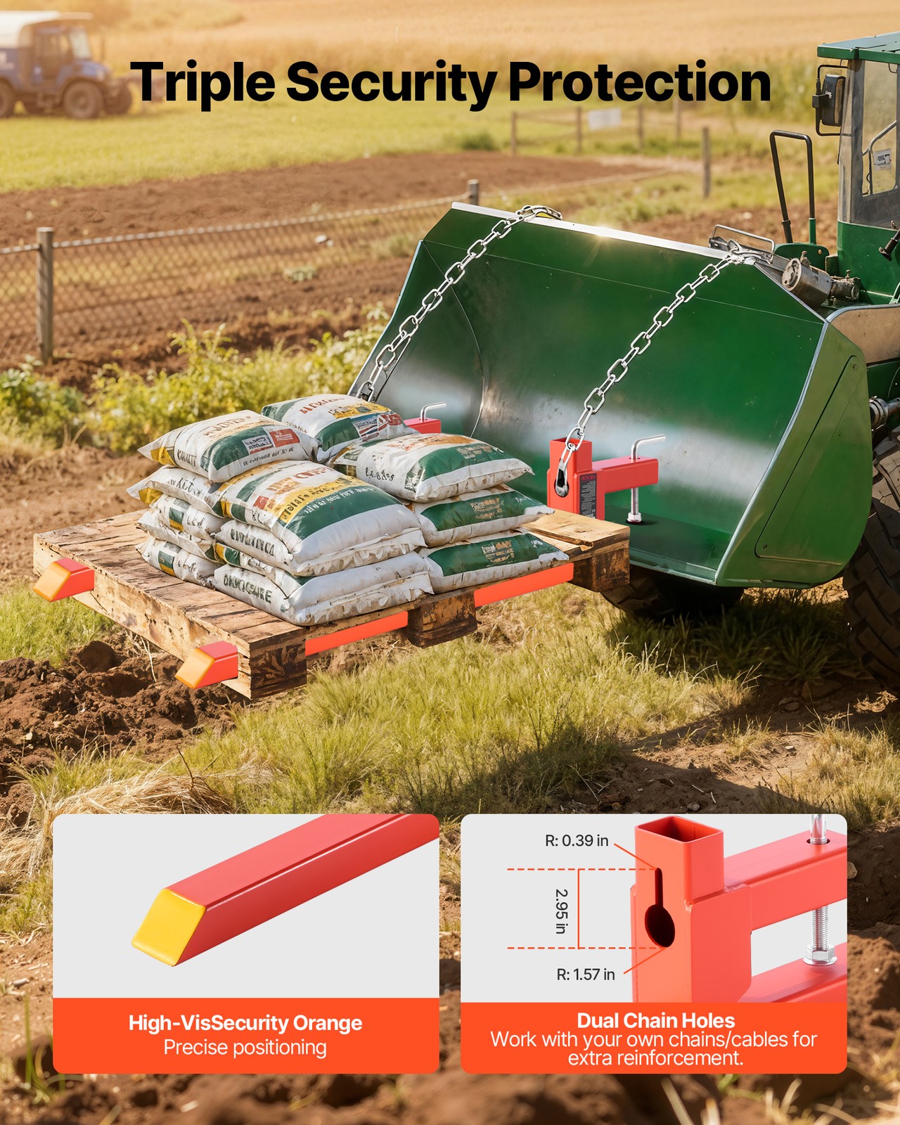 VEVOR 2000 lbs Clamp on Pallet Forks 43-Inch Quick Attach Tractor Forks