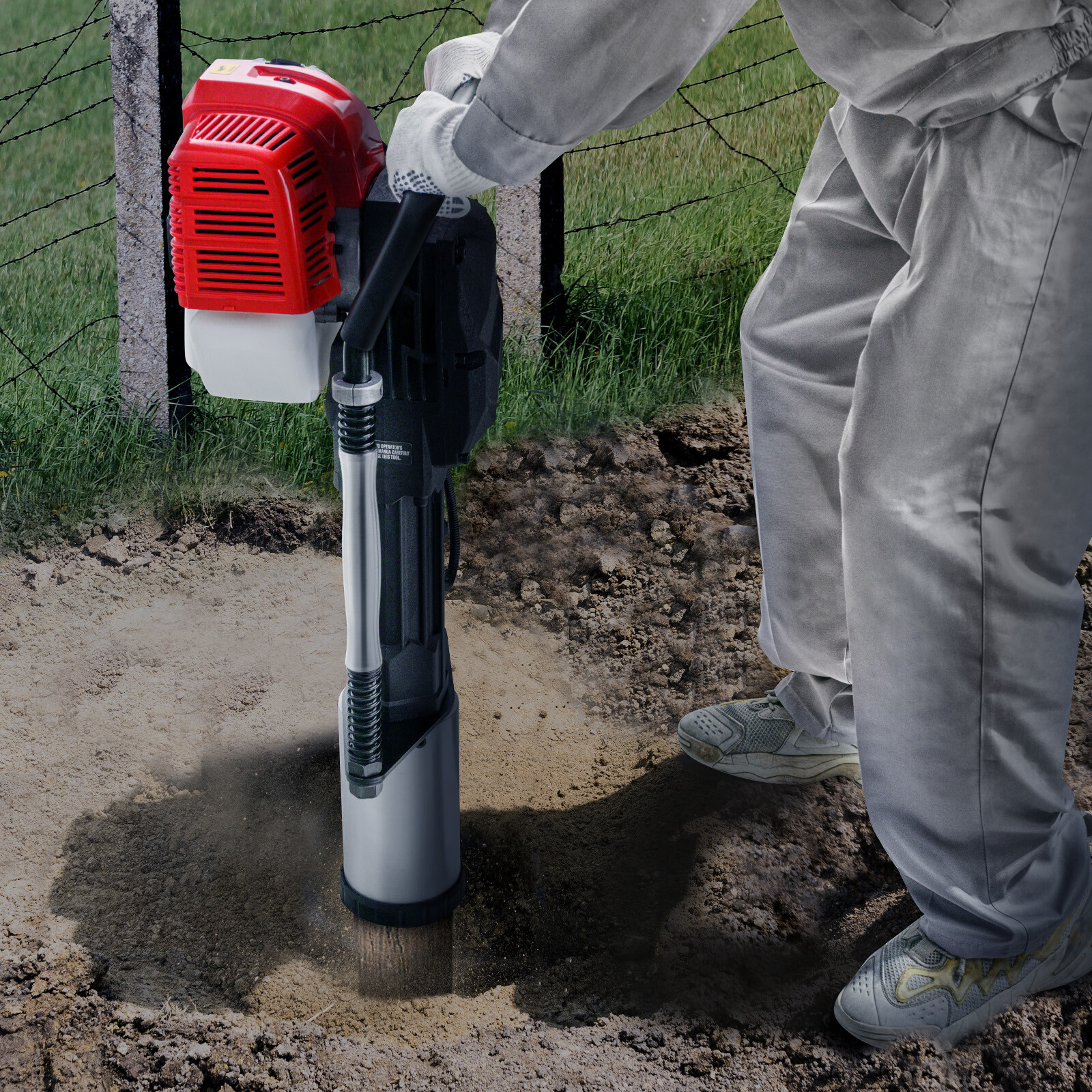 VEVOR 52cc Gas Powered T Post Driver 2-Stroke Fence Pile Pounder Gasoline Engine