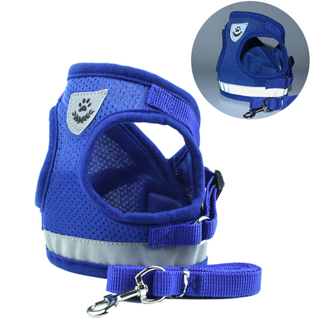 Small Dog Puppy Pet Harness Breathable Mesh And Leash Set Vest Chest Strap XS-XL