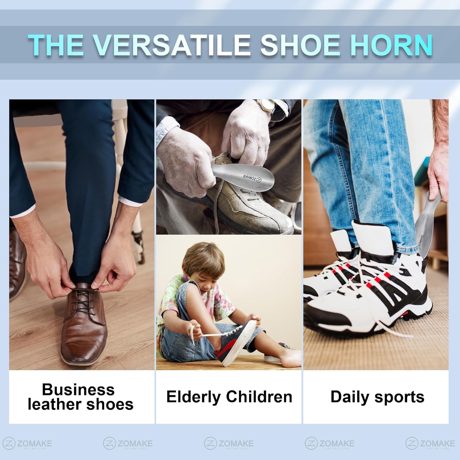 ZOMAKE Metal Shoe Horn, Small Travel Shoehorn for Men Women Kids,7.5'' 2 Pcs