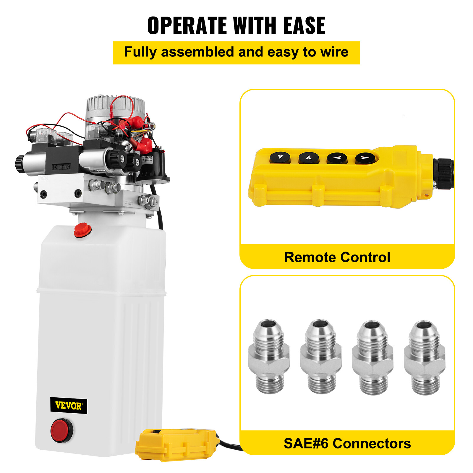 VEVOR 4 Way Solenoid Hydraulic Pump 12V 8 Quart Double Acting Trailer Power Unit