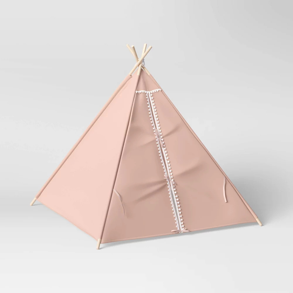 Pillowfort Pom Pom Kids' Camping Tent Teepee Play Pine Frame Ages 3+