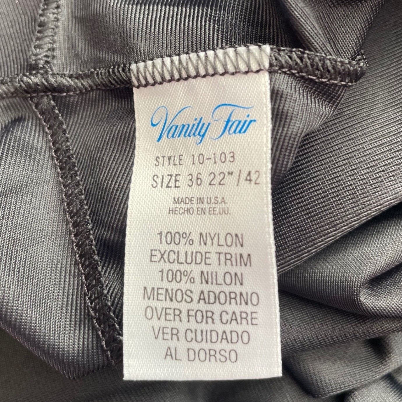 Vanity Fair Full Slip Langerie Dress Women 36 Black Lace Trim Vintage 10-103