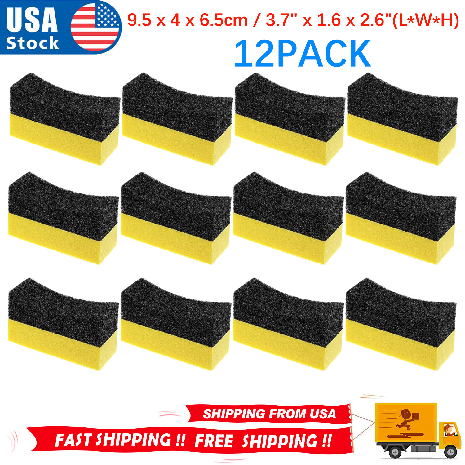 12X Tire Dressing Applicator Pad Car Contour Sponge Gloss Shine Protectant Wheel