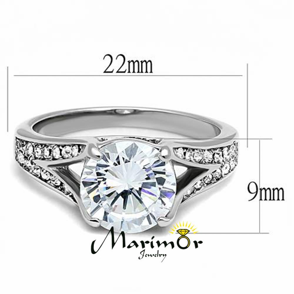 Women's 3.17 Ct Round Cut Zirconia Stainless Steel Engagement Ring Size 5-10
