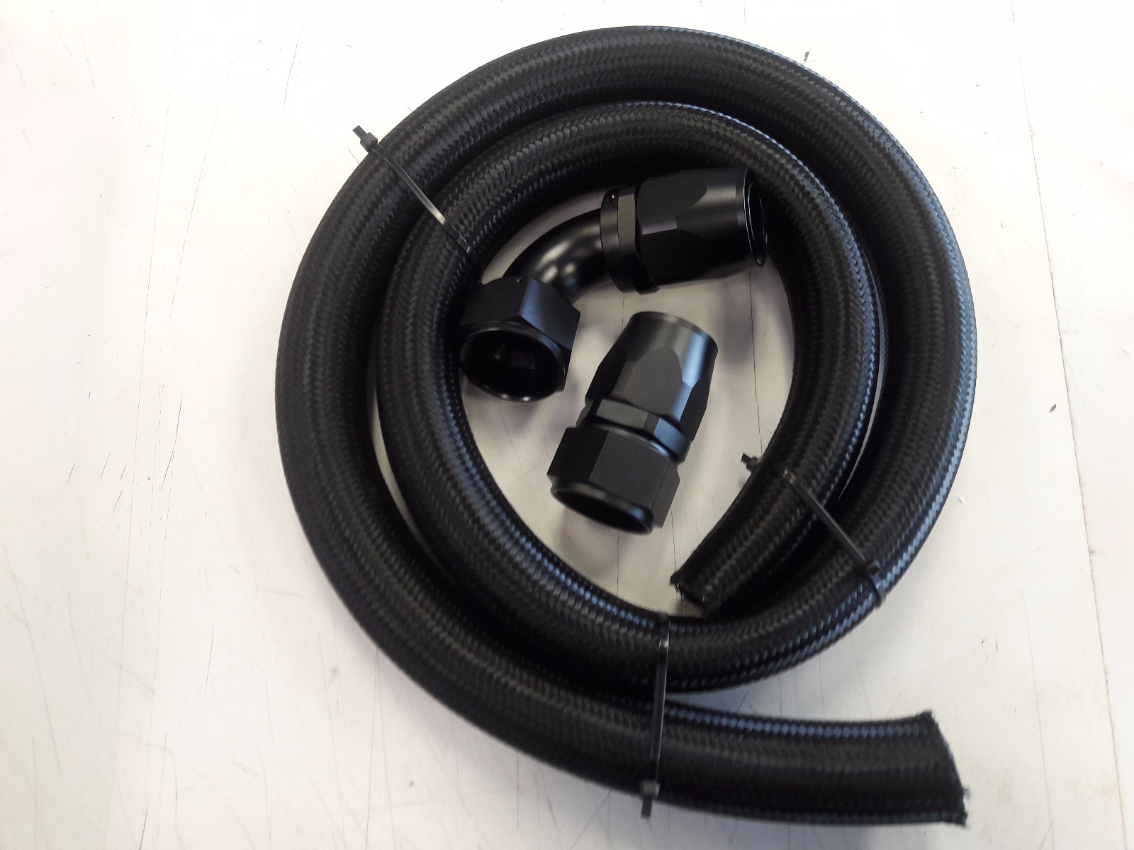 BLACK -20AN Black Braided Radiator Hose Kit -20 Straight -20 90 Degree Hose Ends