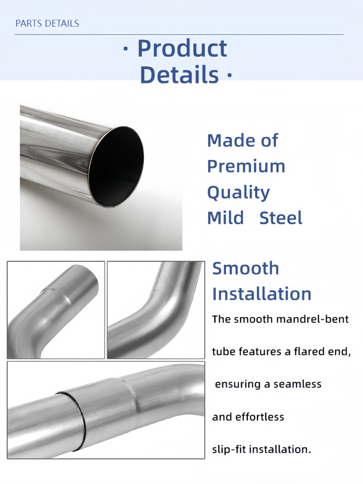 2.5" OD Exhaust Pipe Kit 16PCS Mild Steel Tubing Mandrel Bend Straight U 90° DIY