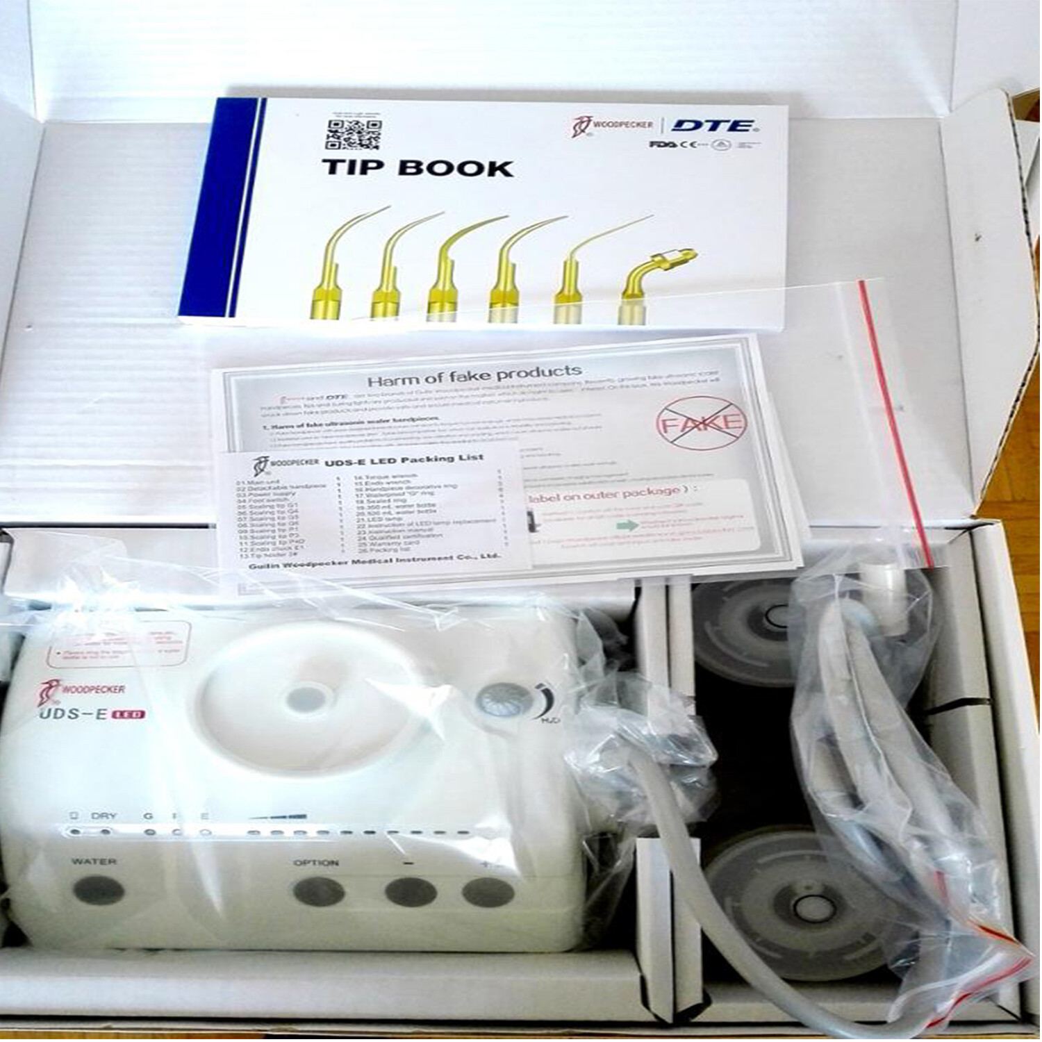 Original Woodpecker UDS-E LED Dental Ultrasonic Piezo Scaler Handpiece 110V