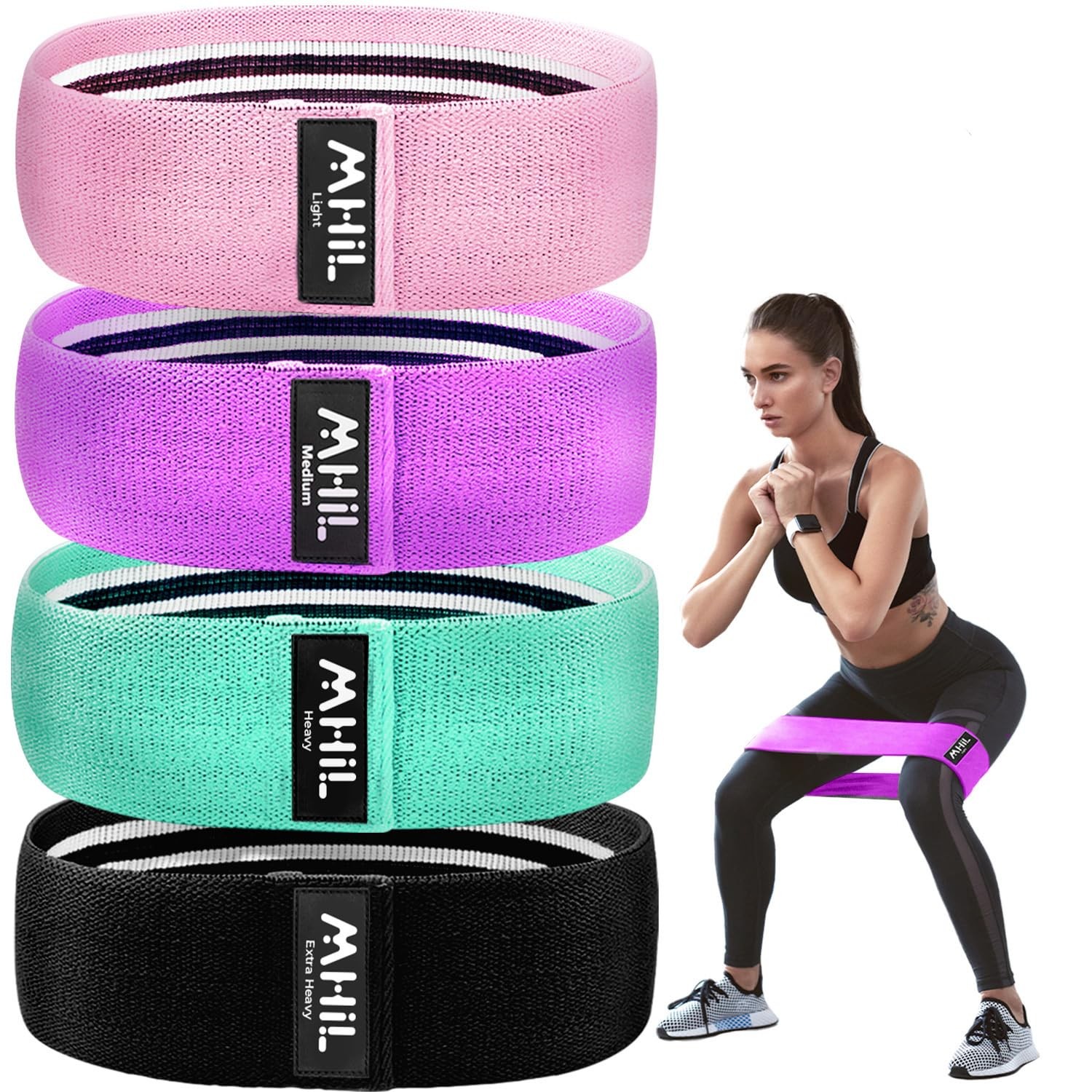 Fabric Resistance Bands for Working Out – 4 Durable Exercise Bands for Women ...