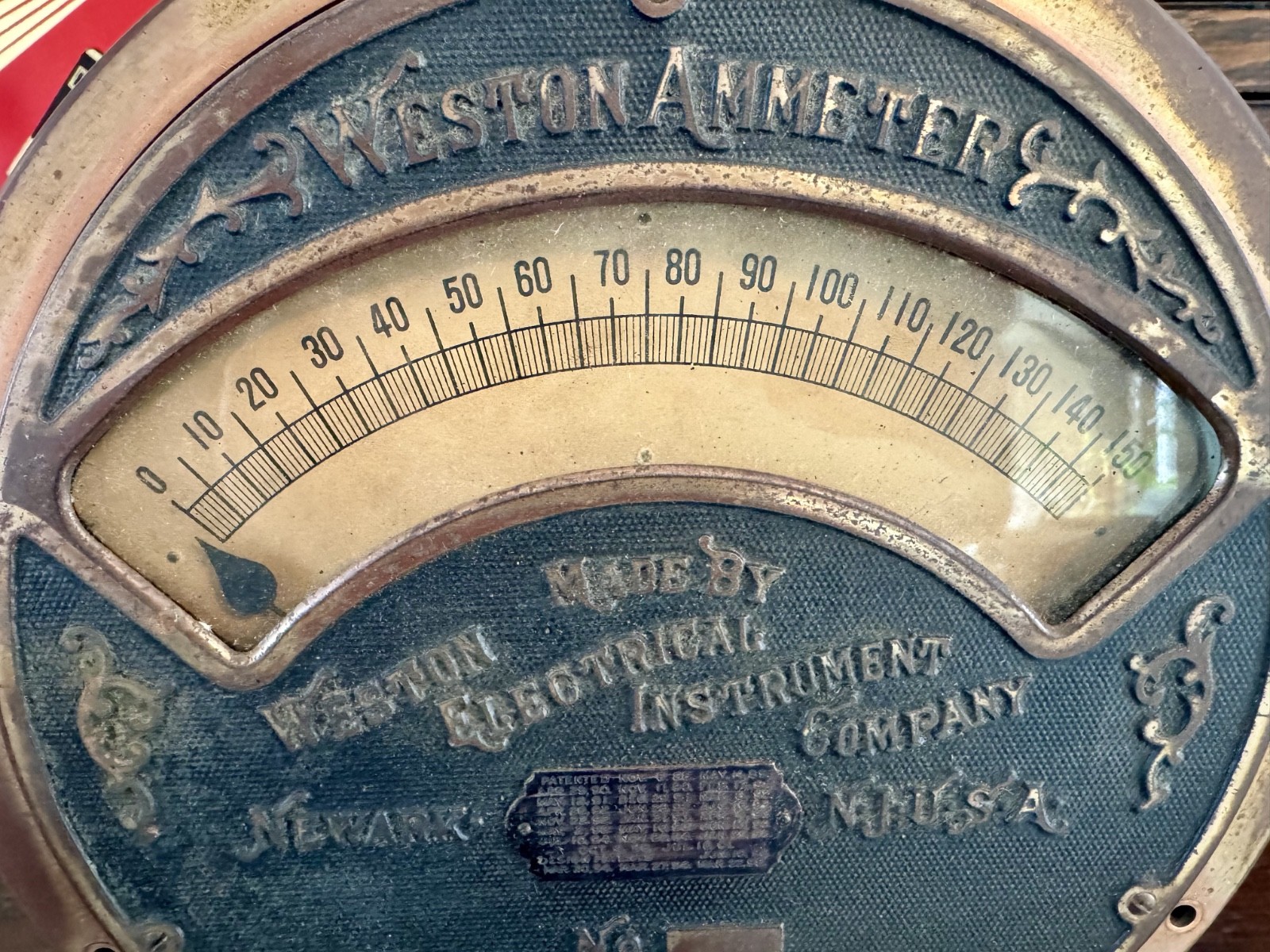 1890 WESTON Switchboard Factory AMMETER Amperage Amp Meter Panel Mount 10"