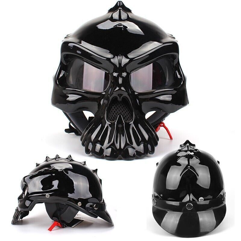 Motorcycle Skull Helmet Street Racing Half Face Helmets with Visor