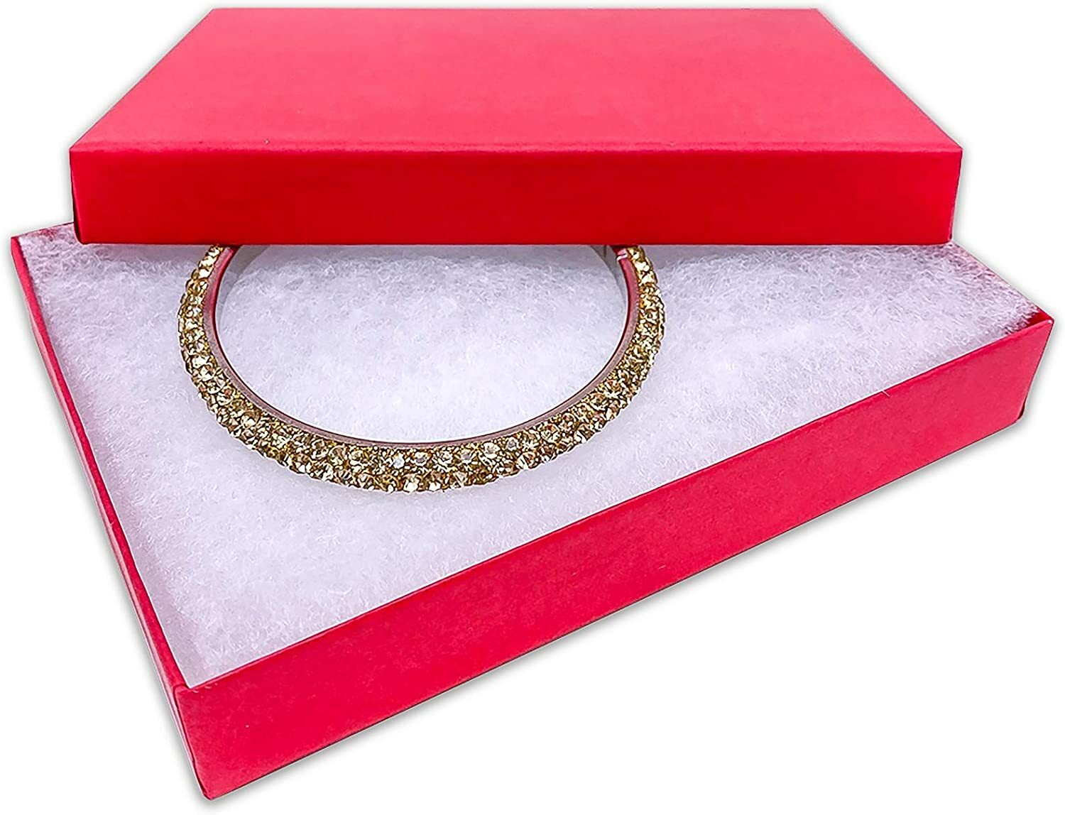 TheDisplayGuys Kraft Paper Jewelry Gift Boxes & Cotton Insert 100-Pack Matte Red