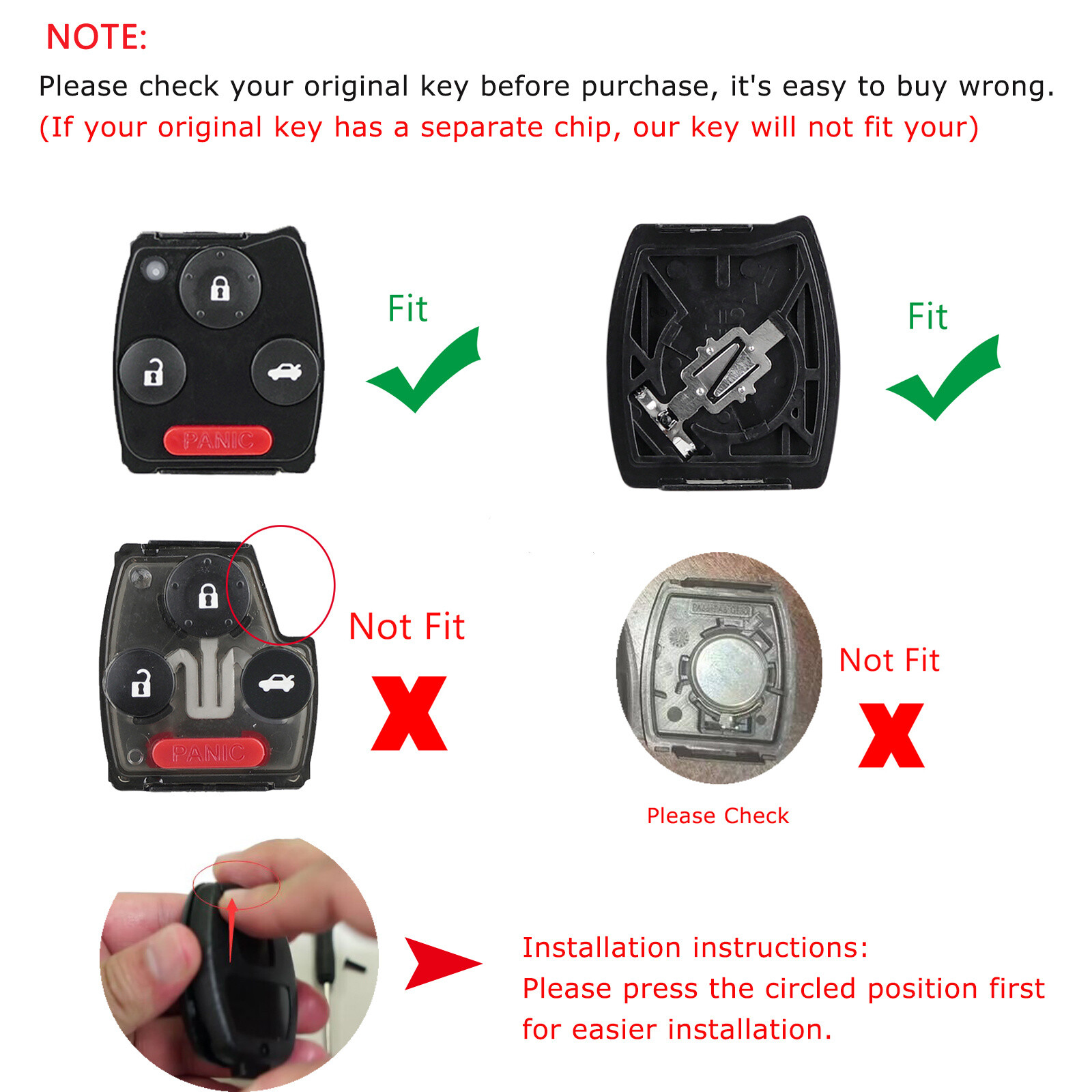 2 For 2009 2010 2011 2012 2013 Honda Accord - Remote Key Fob Uncut Shell Case