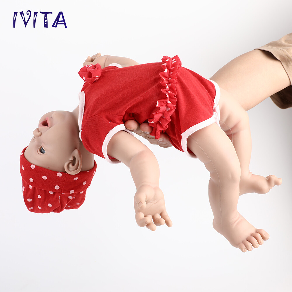 IVITA 18'' Soft Silicone Reborn Baby Girl Newborn Silicone Doll Mouth Open