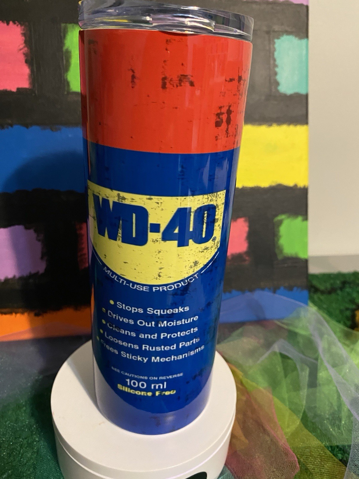 WD-40 Inspired Stainless Steel Tumbler 20 oz with Lid And Stainless Steel Straw