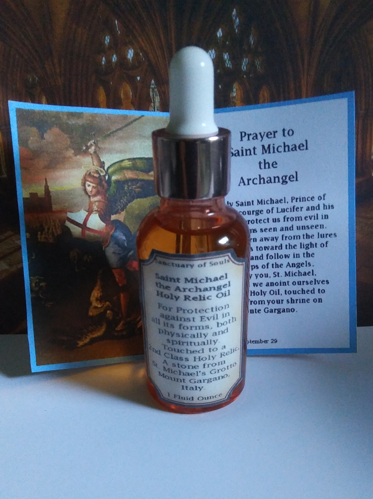 St Michael the Archangel Holy Relic Oil -1 Ounce- with Prayer Card