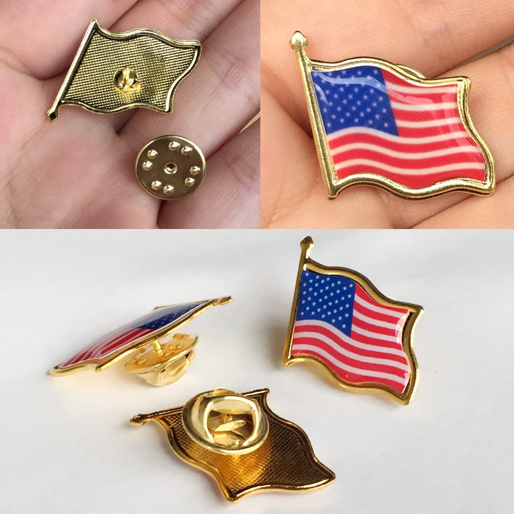 American Flag Label Pins Lot of 50 USA Hat Tie Tack Badge