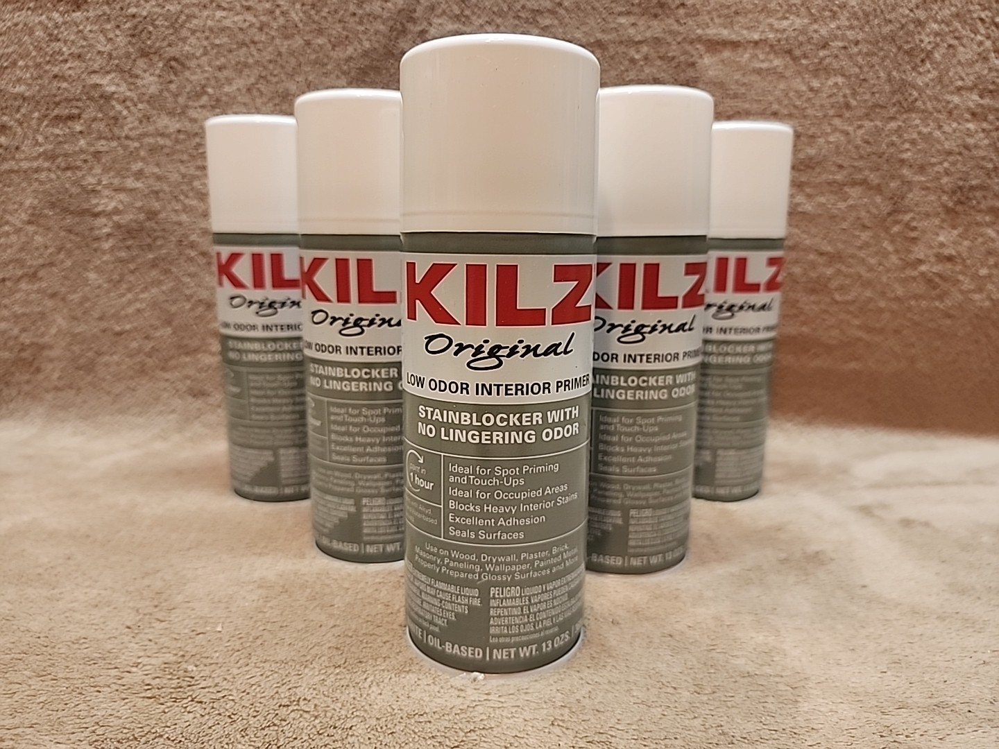 Lot of 6: KILZ Original Low Odor Interior Primer Spray Paint w Stainblocker