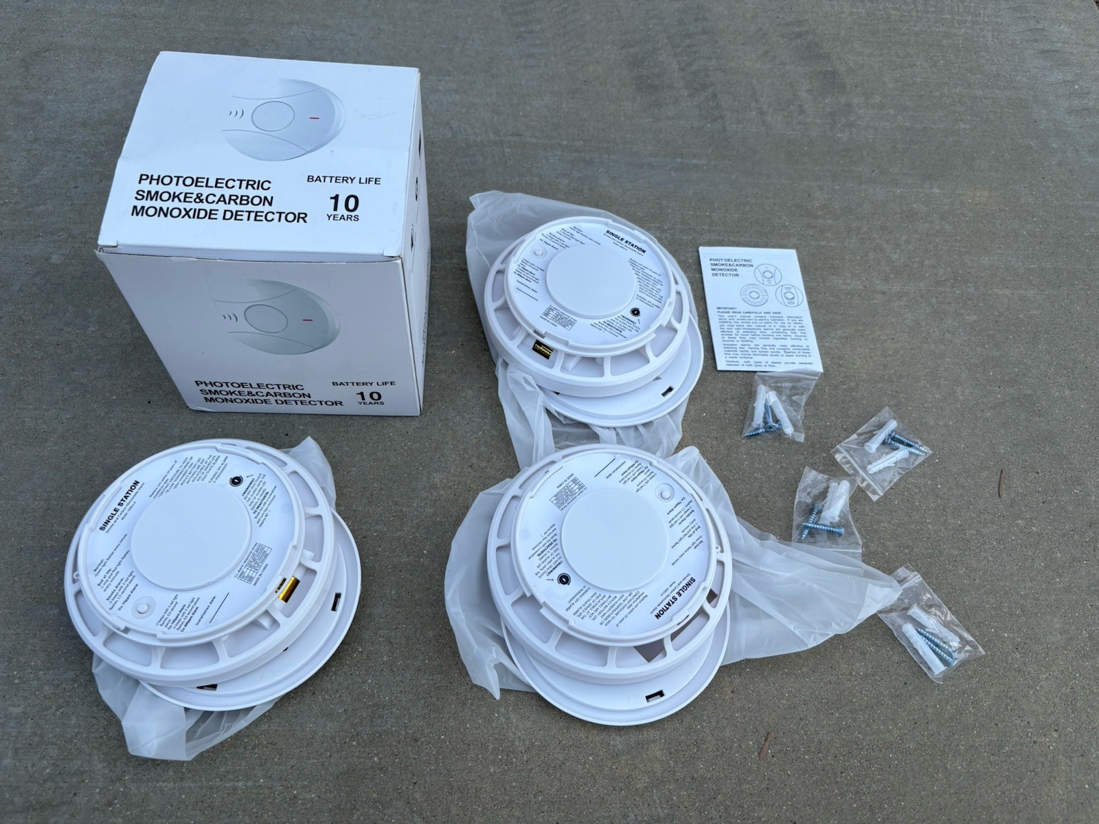 3 Pack Photoelectric Smoke and Carbon Monoxide Detector