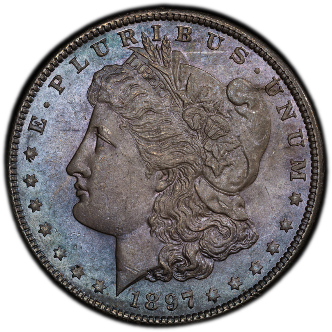 1897-P Morgan Silver Dollar PCGS MS63 Blue Tone!