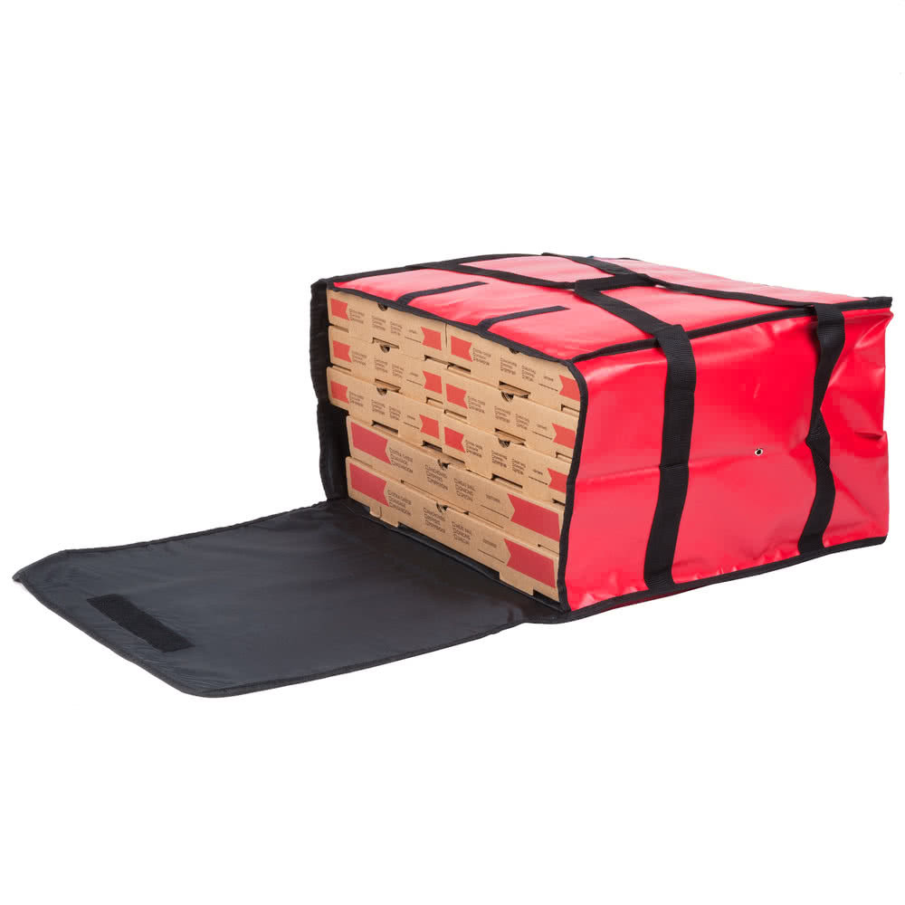 6 PACK 20" x 20" x 12" Red Vinyl Insulated 16" & 18" Pizza Food Delivery Bag