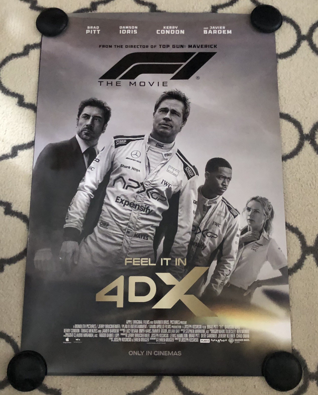 F1 Original DS Double Sided 27x40 Movie Poster Brad Pitt 4DX MINT Formula One