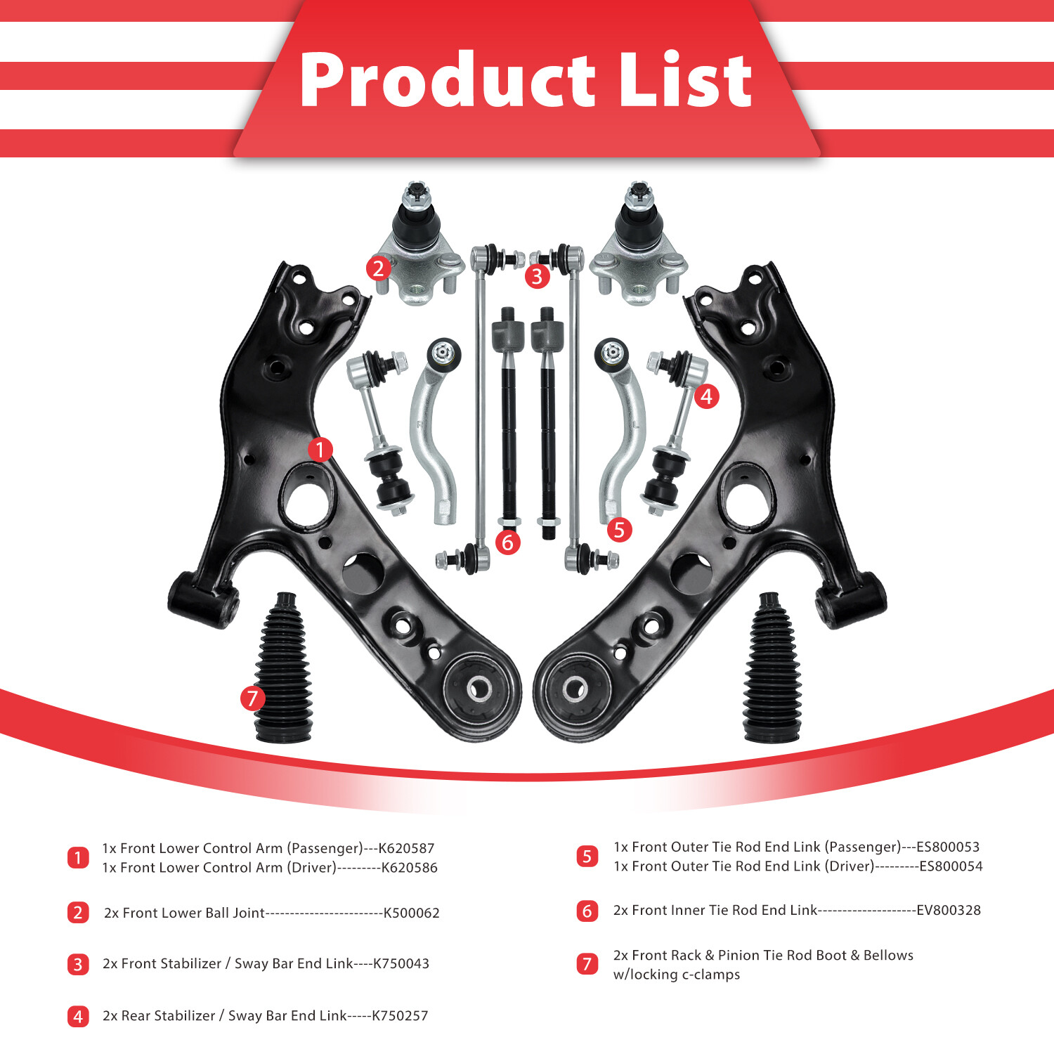 14Pcs Front Lower Control Arm Sway Bar Link Kit Fit 2006 - 2018 Toyota RAV4