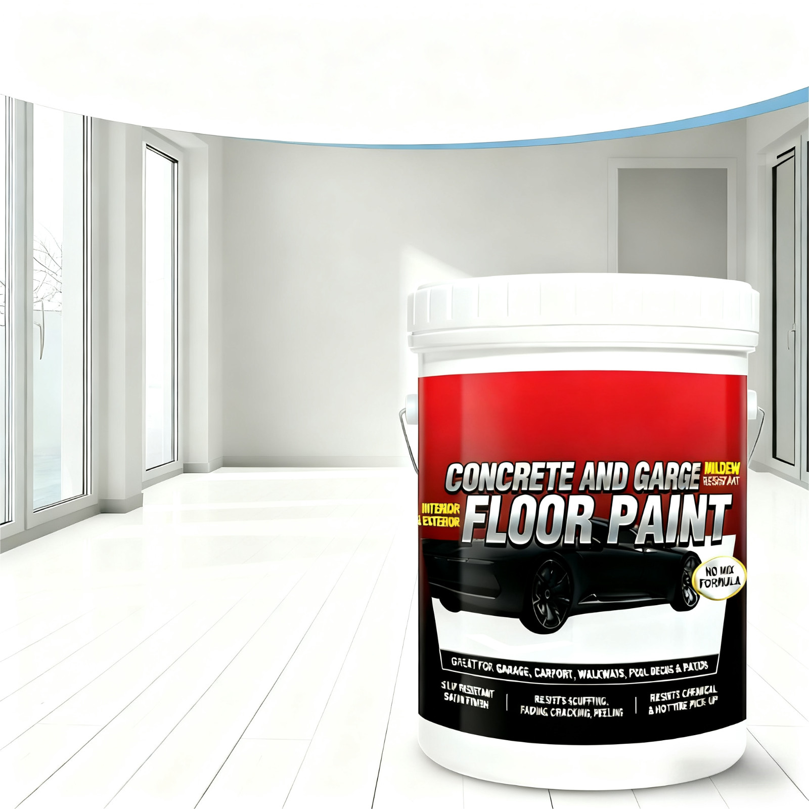 Professional epoxy floor paint kit (1 gallon white) - suitable for garage floors