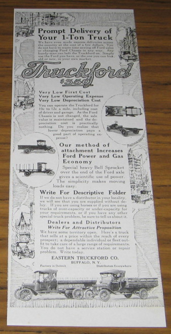 1917 Truckford 1-Ton Truck Vintage Ad by Eastern Truckford Co
