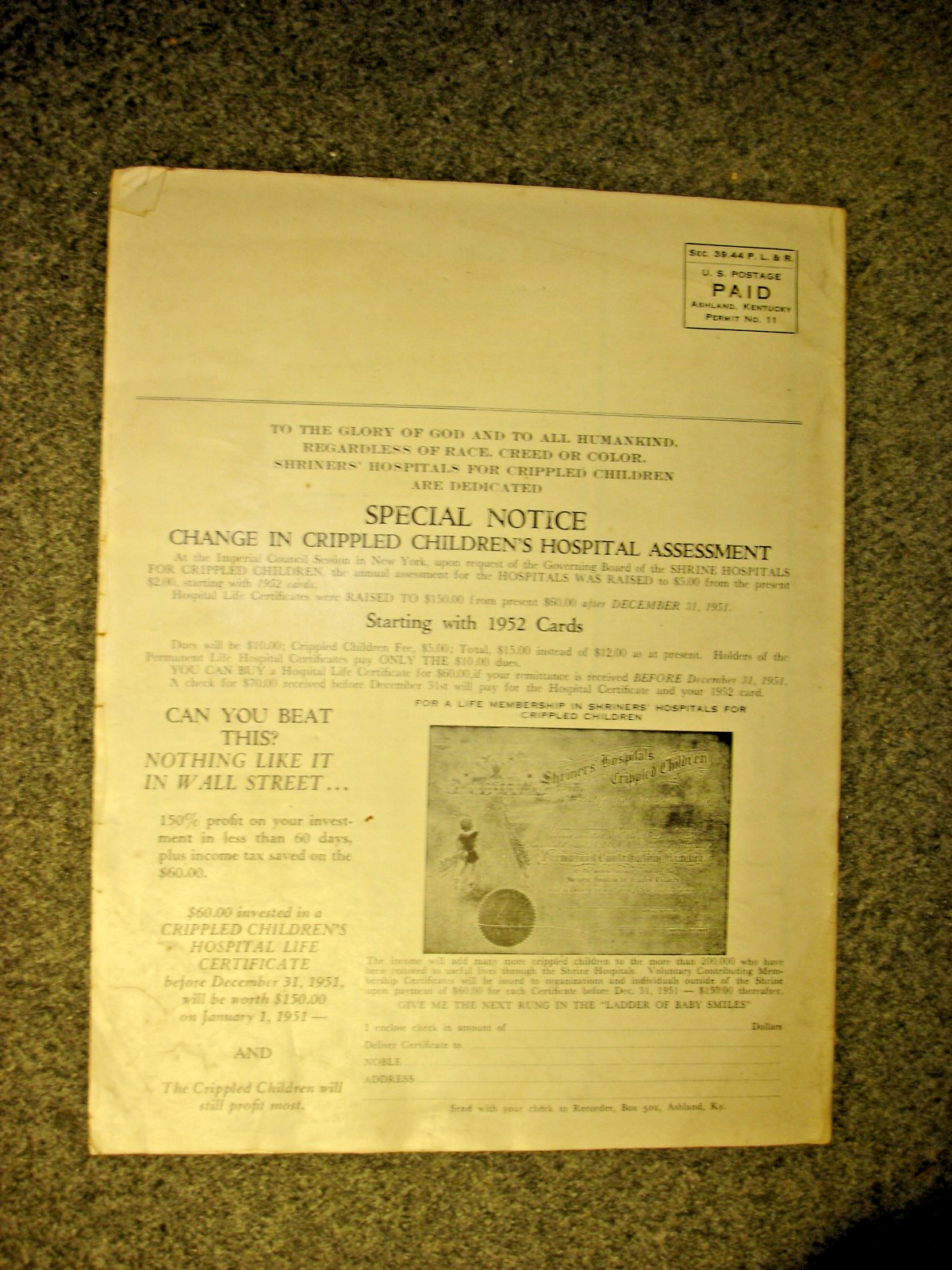 1951 El Hasa Temple Ceremonial - Ashland Kentucky - Program- Shriner's