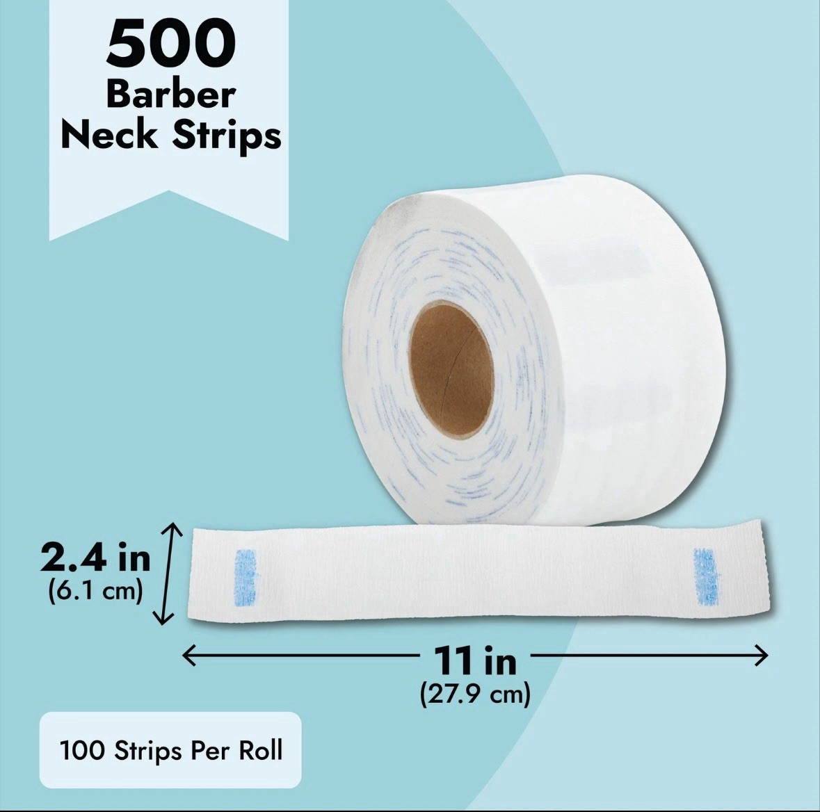 500 Pack Barber Neck Strips Neckbands Paper Roll, Barbershop Supplies, 2.4x11"