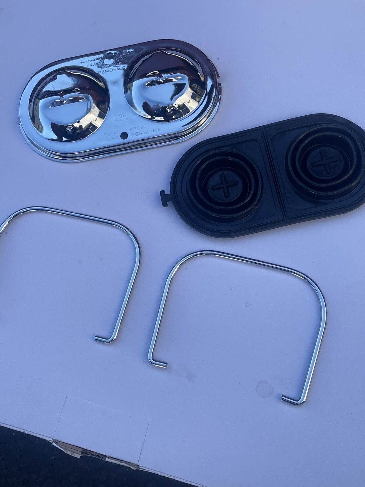 67-82 Chrome GM Brake Master Cylinder Top Hold Down Bail cover lid clamp