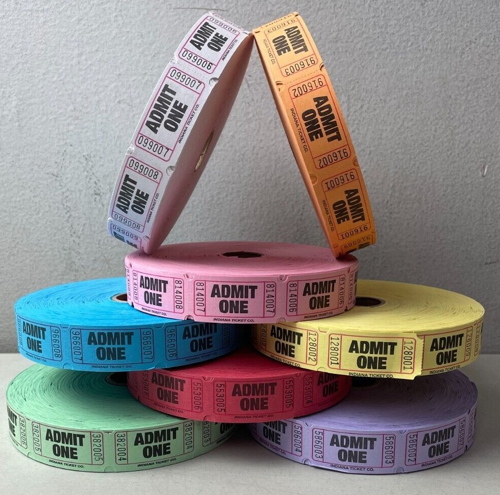 Admit One Raffle Tickets 1 Roll of 2000 Single Stub for a Carnival Fun Fair