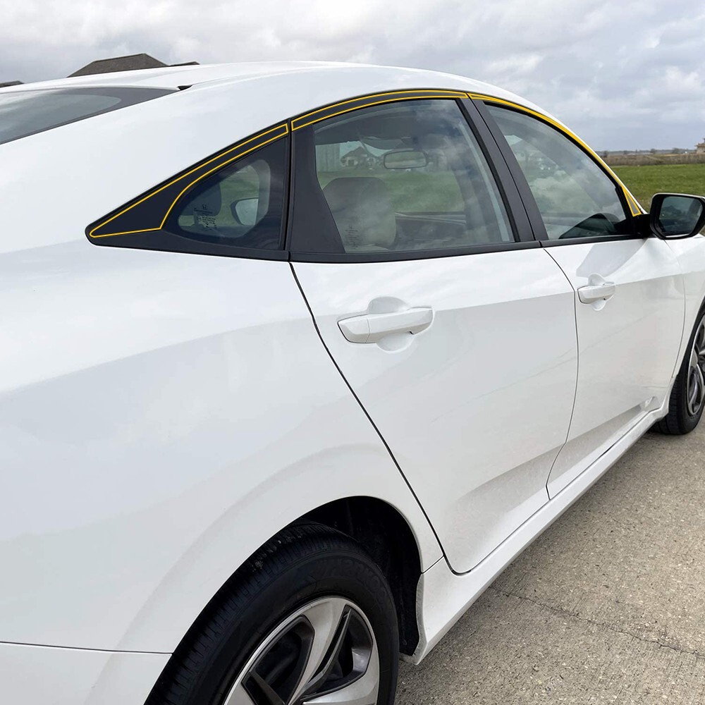 Chrome Delete Blackout Overlay for 2016-21 Honda Civic Sedan Window Trim BLACK