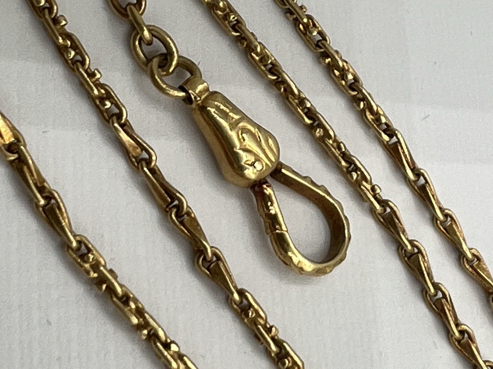 18k 750 Yellow Gold Antique Vintage Pocket Watch Chain - Unique & Unusual Link