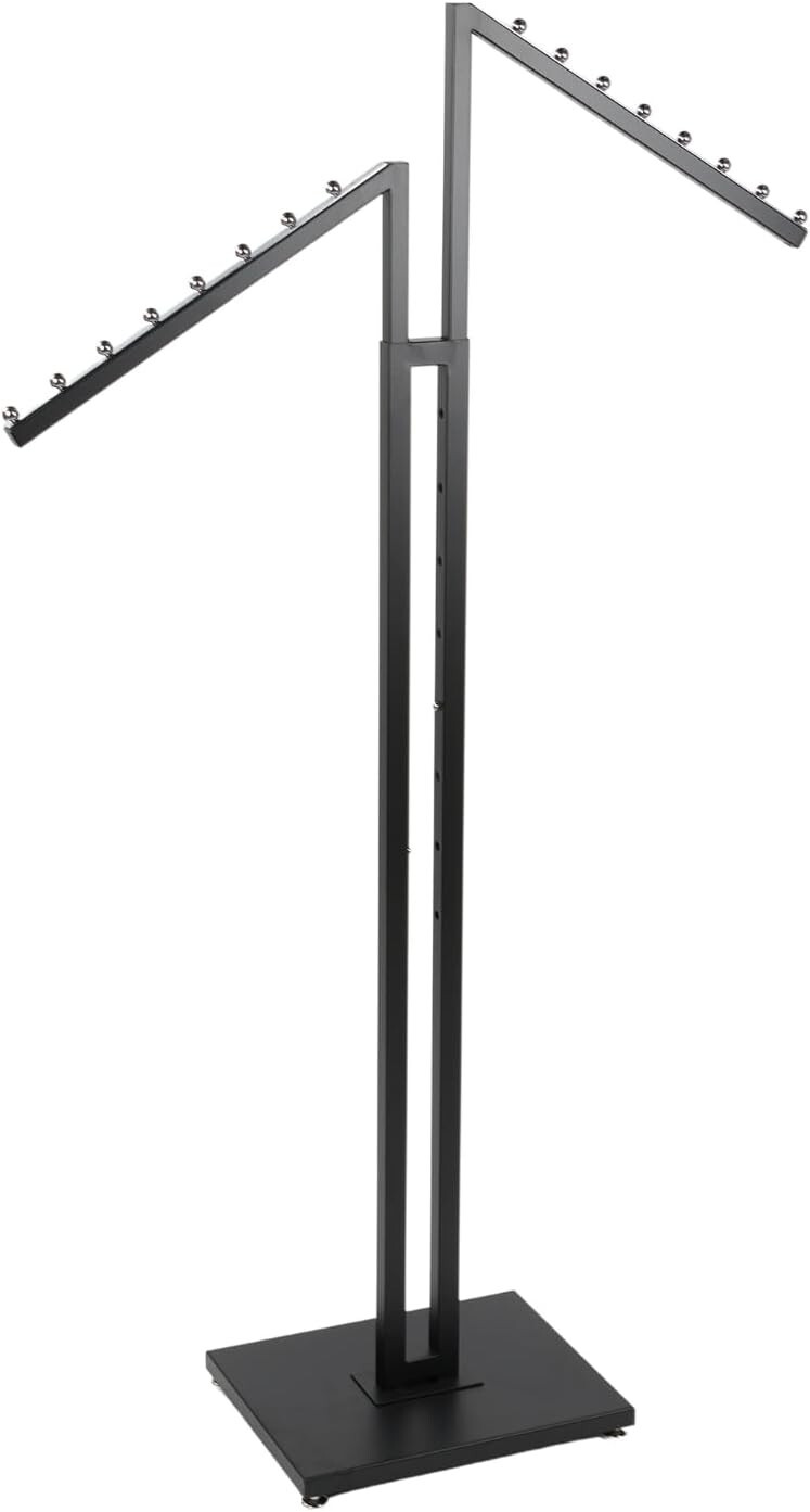 Clothing Rack Two 2 Way Slant Arms Clothes Black Adjustable Height 72" Retail