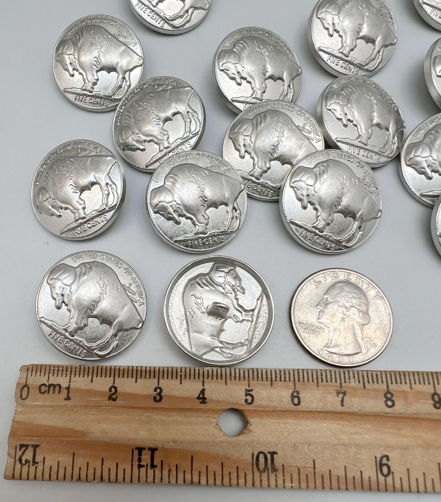 10PC Matte Silver Buffalo Rustic Metal Buttons Shank Buttons 1" 26mm