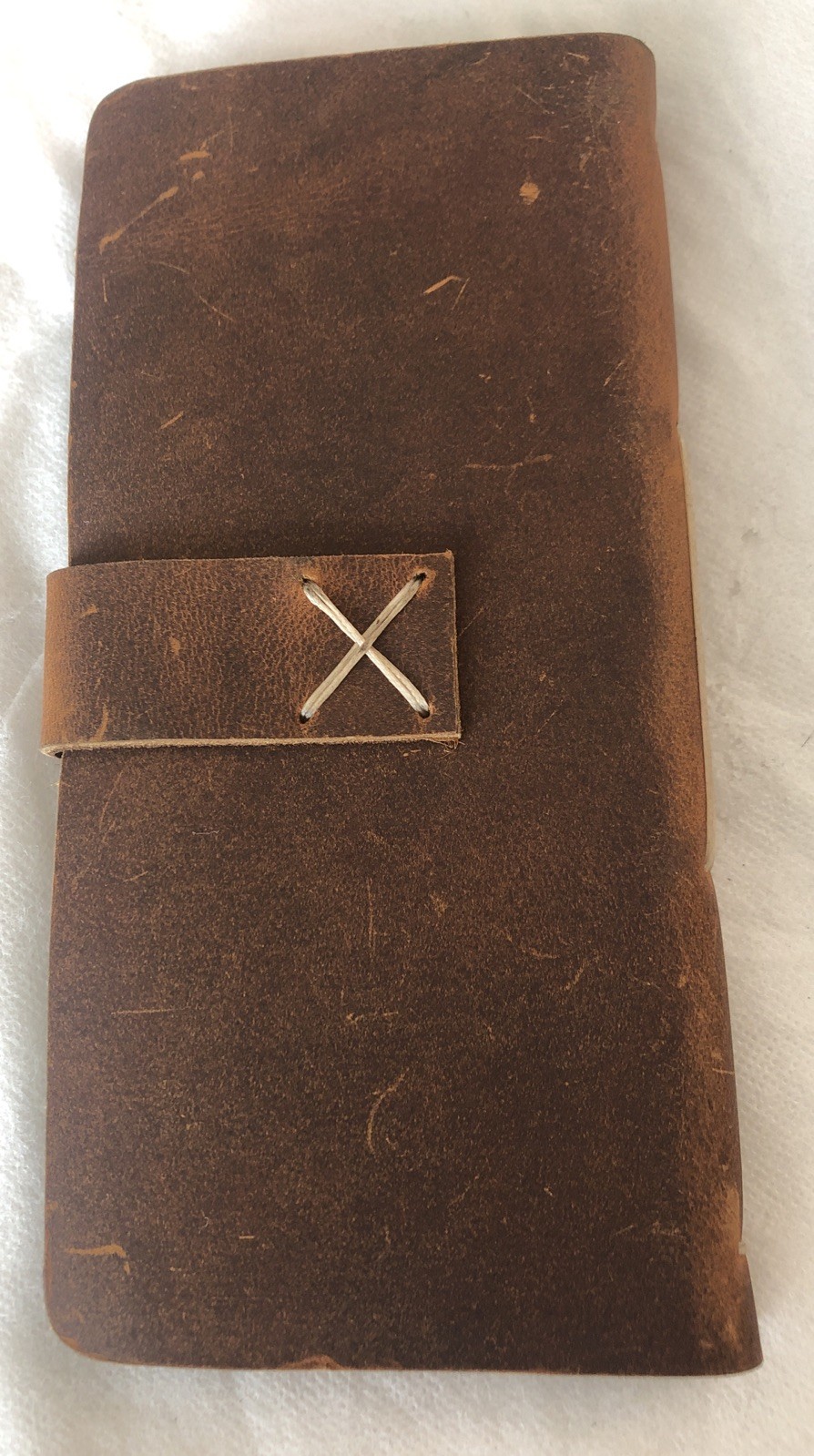 Vintage Brown Leather Hiking Journal Logbook W/Hiking Log Paper Inserts Free S/H