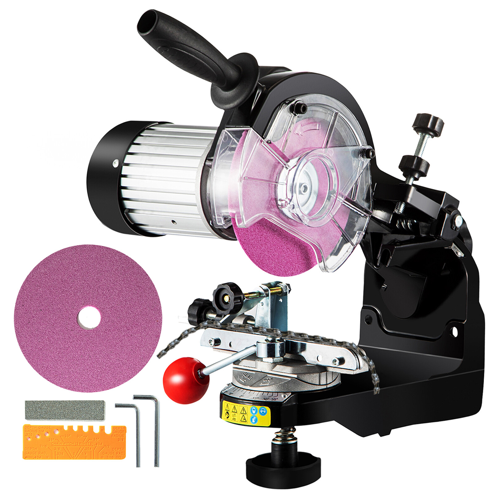 230W Chainsaw Sharpener Grinder w/ Grinding Wheels 1/8”&3/16” Sharpener 110V