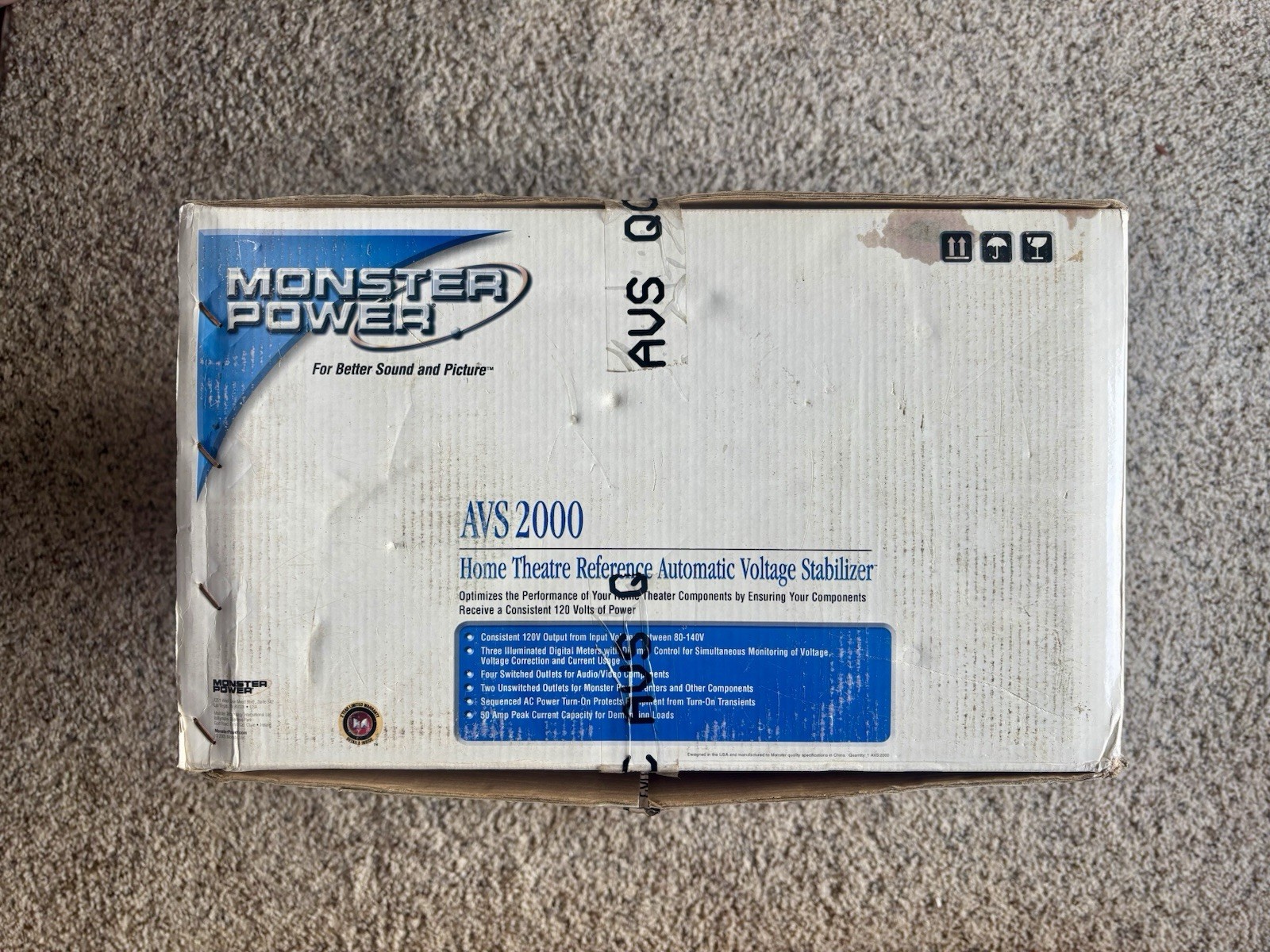 Monster Power Pro AVS 2000 Automatic Voltage Stabilizer , New In Box