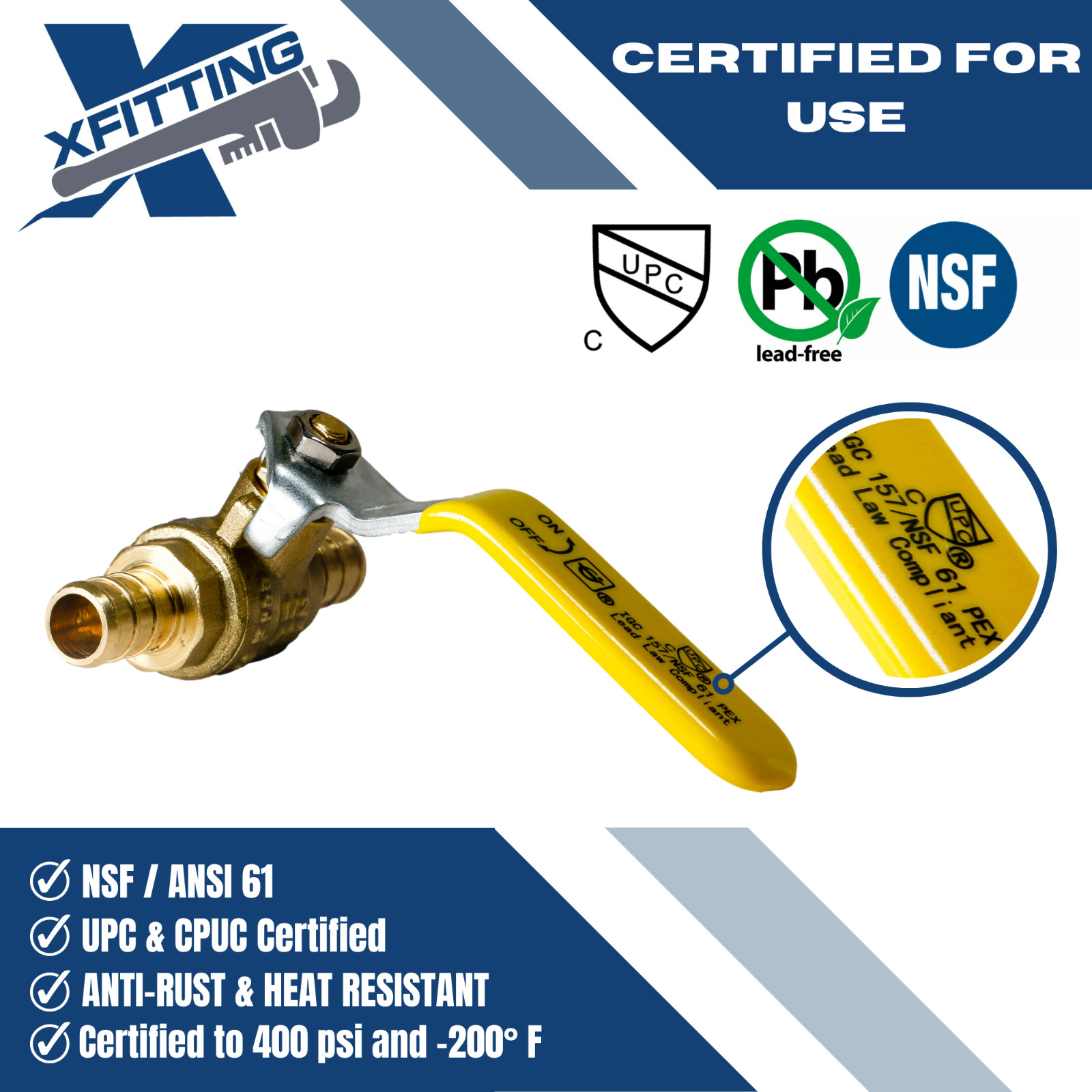 10 PIECES 1/2" PEX BRASS SHUT OFF BALL VALVE FULL PORT (LEAD-FREE)